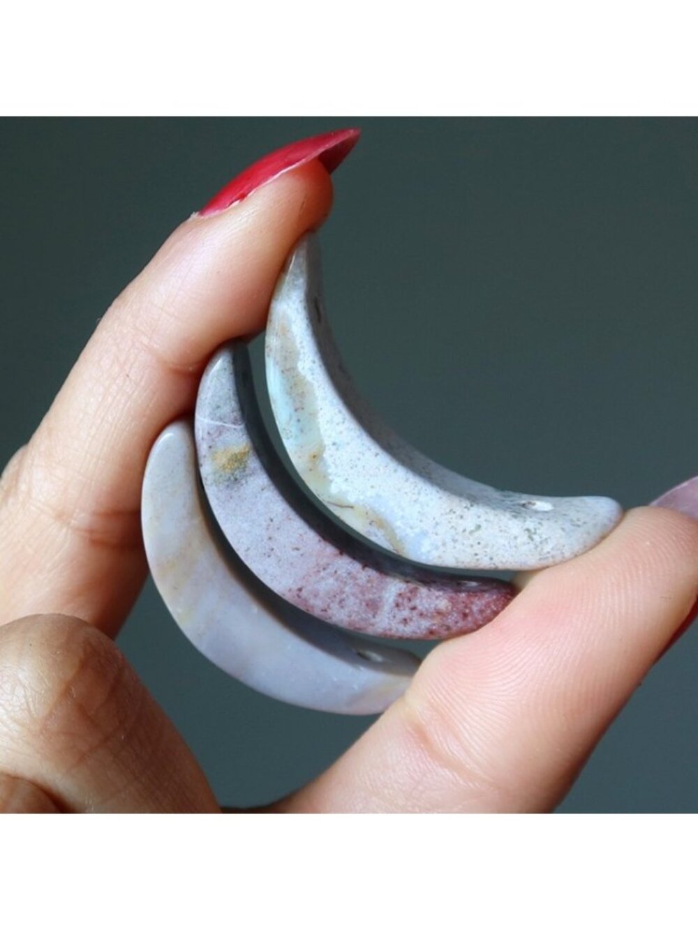 3 Purple Jasper Moon Crystal Pendants